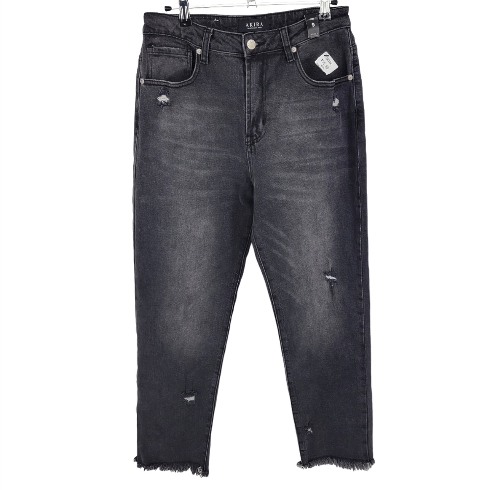 AKIRA Black‎ Denim Medusa Destroyed Boyfriend Jeans Size 28 NWT